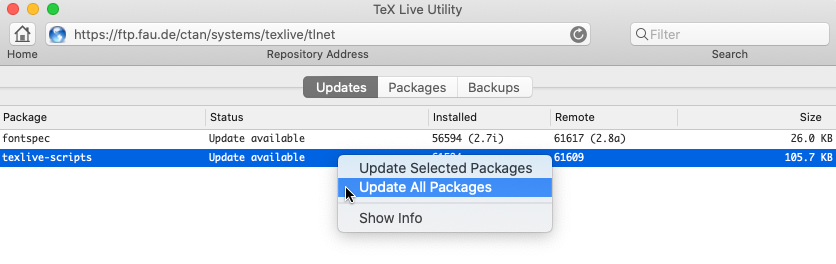 tex live utility mac install package manually